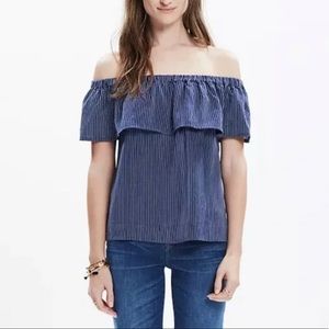 Madewell Silk Off The Shoulder Striped Top